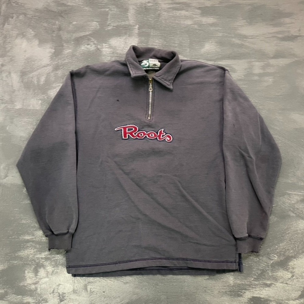 Vintage‎ Roots 1.4 zip sweatshirt mens Large Blue 1990s Canada